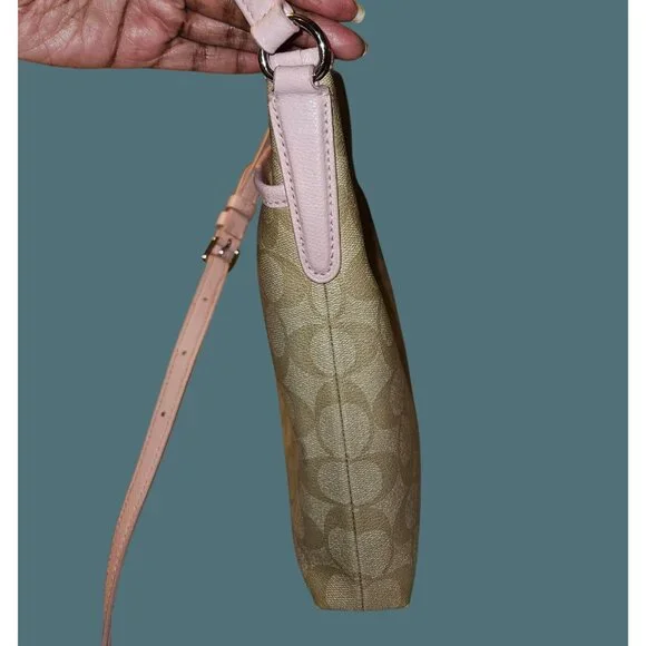 Coach F34938 Coated Canvas Signature File Khaki/Pink Crossbody Bag - Picture 8 of 16